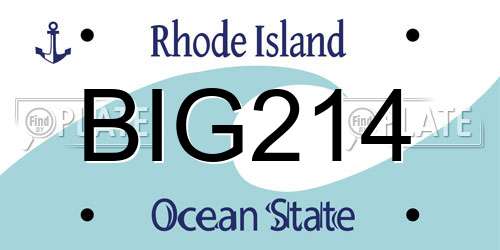BIG214 Rhode Island License Plate