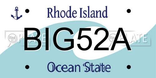 BIG52A Rhode Island License Plate