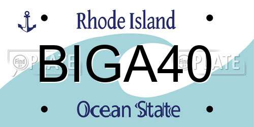 BIGA40 Rhode Island License Plate