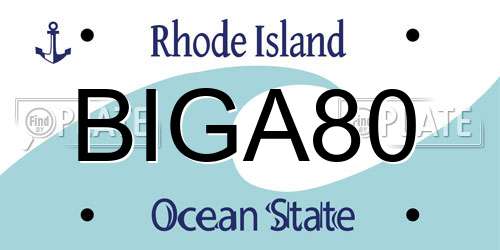 BIGA80 Rhode Island License Plate
