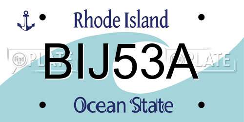 BIJ53A Rhode Island License Plate