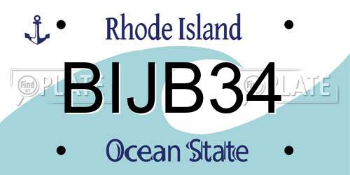 BIJB34 Rhode Island License Plate
