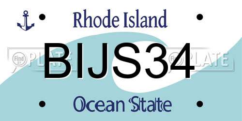 BIJS34 Rhode Island License Plate