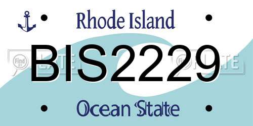 BIS2229 Rhode Island License Plate