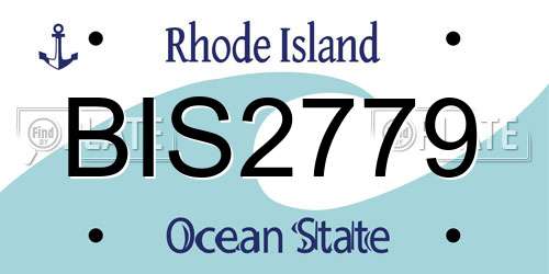 BIS2779 Rhode Island License Plate