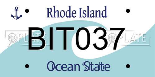 BIT037 Rhode Island License Plate