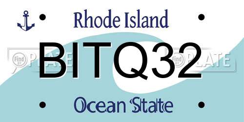 BITQ32 Rhode Island License Plate