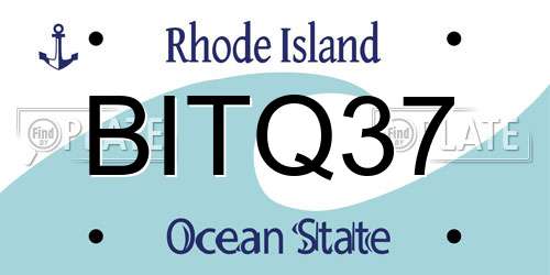 BITQ37 Rhode Island License Plate