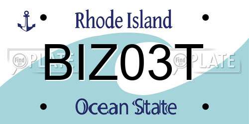 BIZ03T Rhode Island License Plate