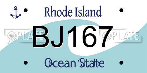 BJ167 Rhode Island License Plate