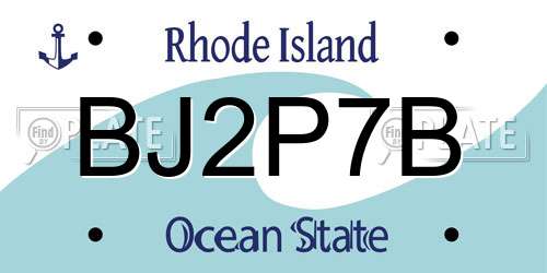 BJ2P7B Rhode Island License Plate