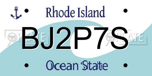 BJ2P7S Rhode Island License Plate
