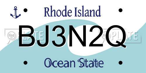 BJ3N2Q Rhode Island License Plate