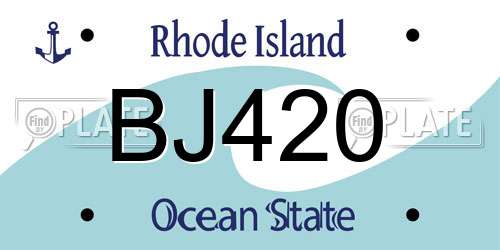 BJ420 Rhode Island License Plate