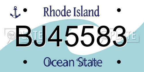 BJ45583 Rhode Island License Plate