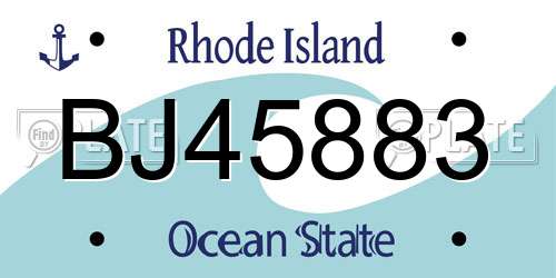 BJ45883 Rhode Island License Plate