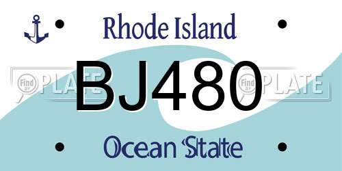 BJ480 Rhode Island License Plate