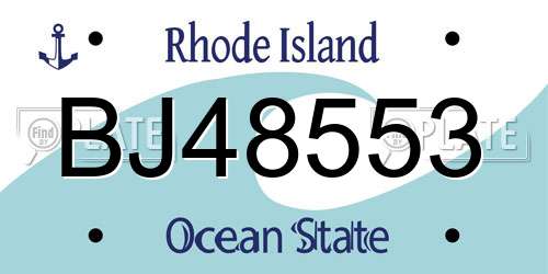 BJ48553 Rhode Island License Plate