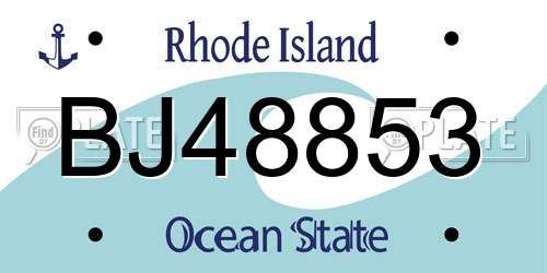 BJ48853 Rhode Island License Plate