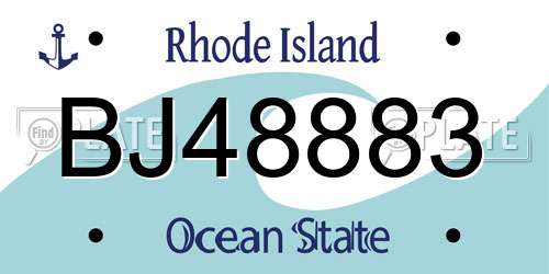 BJ48883 Rhode Island License Plate