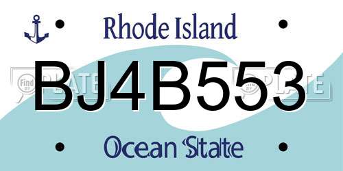 BJ4B553 Rhode Island License Plate