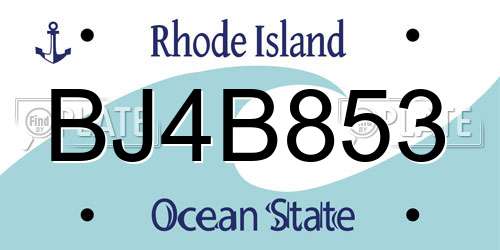 BJ4B853 Rhode Island License Plate