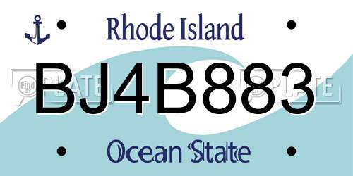 BJ4B883 Rhode Island License Plate