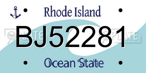 BJ52281 Rhode Island License Plate