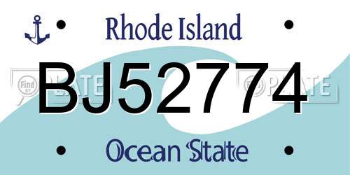 BJ52774 Rhode Island License Plate