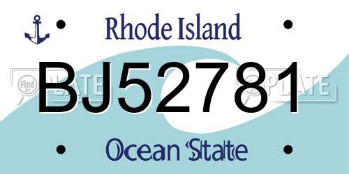 BJ52781 Rhode Island License Plate