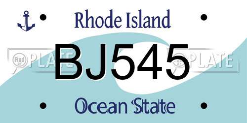 BJ545 Rhode Island License Plate