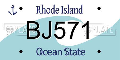 BJ571 Rhode Island License Plate