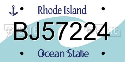 BJ57224 Rhode Island License Plate