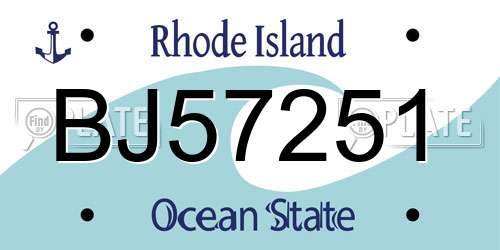 BJ57251 Rhode Island License Plate