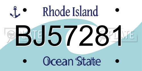 BJ57281 Rhode Island License Plate