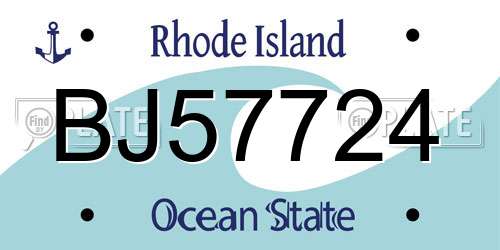 BJ57724 Rhode Island License Plate