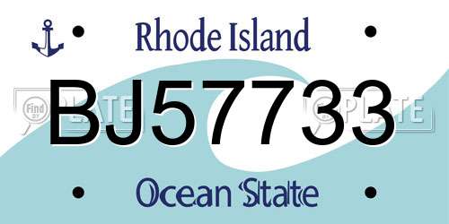 BJ57733 Rhode Island License Plate