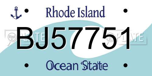 BJ57751 Rhode Island License Plate