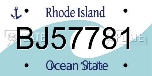 BJ57781 Rhode Island License Plate