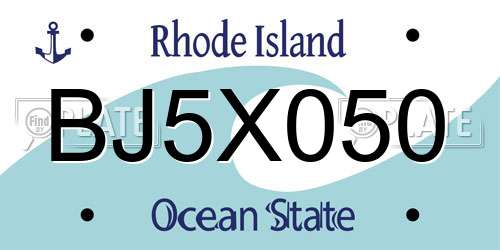 BJ5X050 Rhode Island License Plate