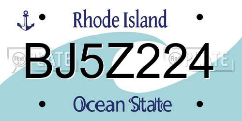 BJ5Z224 Rhode Island License Plate