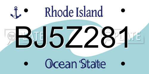 BJ5Z281 Rhode Island License Plate