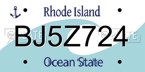 BJ5Z724 Rhode Island License Plate