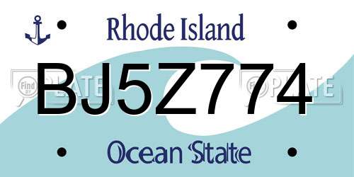 BJ5Z774 Rhode Island License Plate