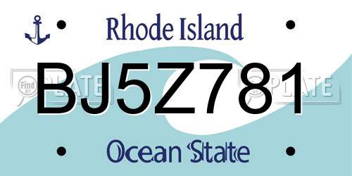 BJ5Z781 Rhode Island License Plate