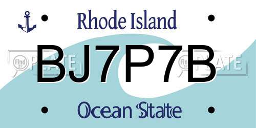 BJ7P7B Rhode Island License Plate