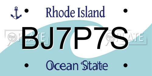 BJ7P7S Rhode Island License Plate