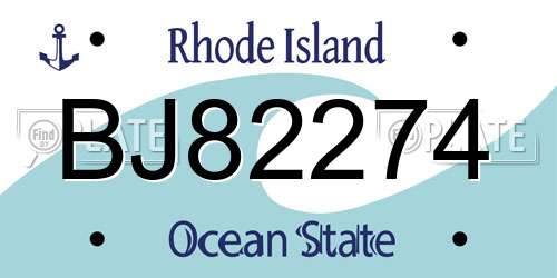 BJ82274 Rhode Island License Plate