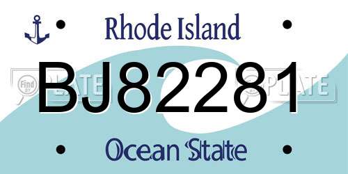 BJ82281 Rhode Island License Plate