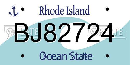 BJ82724 Rhode Island License Plate